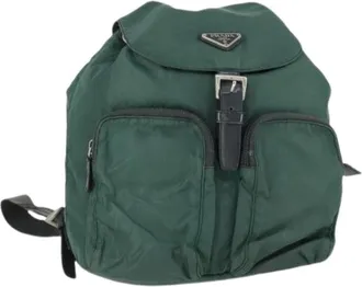 Prada Pre-owned Backpacks, female, Green, Size: ONE SIZE Pre-owned Nylon Backpack