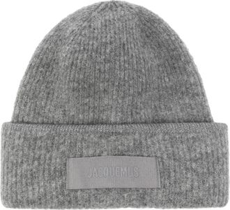 Jacquemus Le Bonnet Gros Grain Beanie - Heren - Hoeden - Grijs - ONE Size - Wol - Accessoires