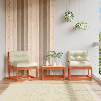 Berkfield Home Garden Sofas with Cushions 2pcs Wax Brown Solid Wood Pine
