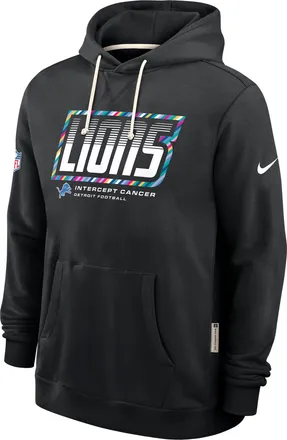 Nike Detroit Lions Crucial Catch Sideline Standard Issue Nike Mens Dri-FIT NFL Pullover Hoodie in Black | 03AZ00AZUB-F9R