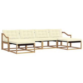 vidaXL Conjunto De Sof&aacute;s De Exterior Con Coj&iacute;n 6 Pcs Blanco Y Crema Vidaxl