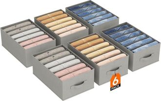 OEM Juego De 6 Organizadores Plegables Para Cajones Con 6 Compartimentos, Separadores Para Cajones De C&oacute;modas, Sistema De Almacenamiento Para Ropa, Pantal