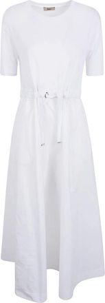 Herno Drawstring Midi Jurk - Dames - Casual kleedjes - Wit - S - Kleedjes