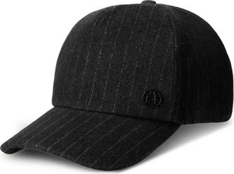 Maison Michel Cappello da baseball gessato con logo - Nero