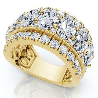 Pompeii3 4 1/5Ct Oval Diamond Vivant Wide Anniversary Ring 14k Gold Lab Grown