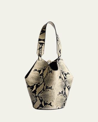 Khaite Lotus Mini Python-Embossed Leather Tote Bag
