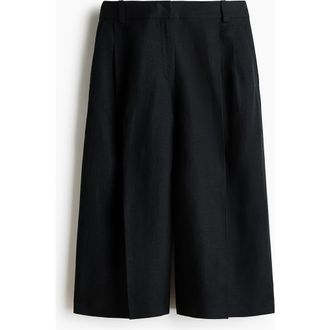 H&M Wide Linen-blend Culottes in Black at Nordstrom, Size 10