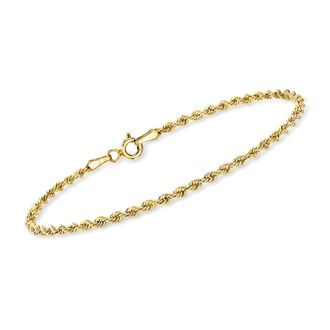 Ross-Simons Italian 2.1mm 10kt Yellow Gold Rope-Chain Bracelet
