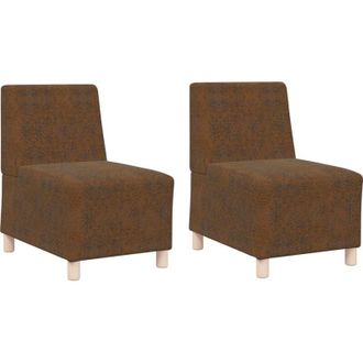vidaXL Sofa Chair 2 pcs Brown 55 x 74 x 82 cm Faux suede leather Vidaxl