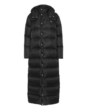 Philipp Plein Nylon Jacquard Long Puffer Jacket Monogram