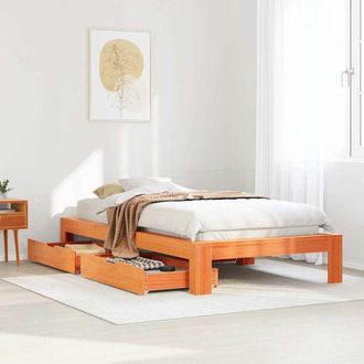 vidaXL Estructura De Cama Sin Colch&oacute;n Madera Maciza Marr&oacute;n 90x190 Cm Vidaxl