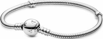 Pandora Klassieke Slangketting Armband met Mickey Mouse Sluiting - Dames - Accessoires - Grijs - Maat: ONE Size