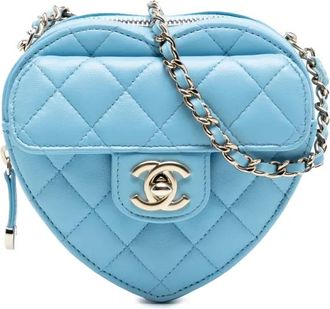 Chanel Borsa a tracolla CC in Love Heart mini in pelle di agnello 2021 - Blu