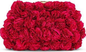 Badgley Mischka Lulu Mini Rose Cluster Pouch Clutch in Magenta at Nordstrom, Size Small