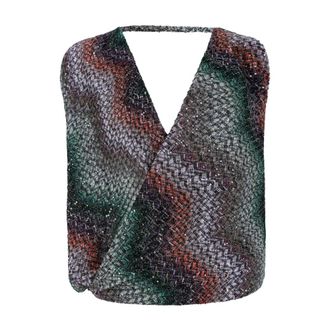 Missoni Sleeveless Tops, female, Multicolor, Size: 2XS Zigzag Sequin-Embellished Top