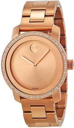 Movado Bold Diamond Rose Gold IP Stainless Steel Ladies Watch 3600151