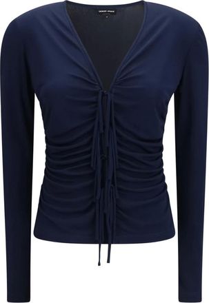 Giorgio Armani Top in Jersey di Viscosa con Scollo a V - - Tops - Donna - Blu - L