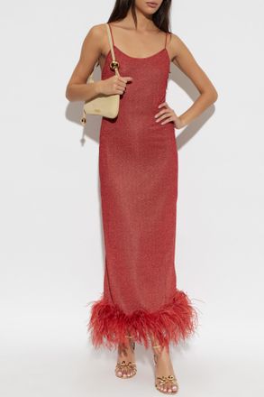 Os&eacute;ree Feather Dress, Womens, Red