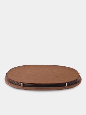 Giobagnara David Leather Oval Reversible Placemats with Holder (Set of 6)