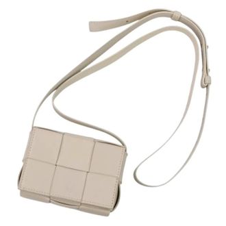 Bottega Veneta Pre-owned Cross Body Bags, male, Beige, Size: ONE SIZE Pre-owned Cassette Calf Leather Shoulder Bag