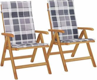 vidaXL Sillas De Jard&iacute;n Reclinables Y Cojines 2 Uds Madera Maciza Teca Vidaxl