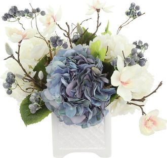 Creative Displays Inc. Hydrangea, Berris & Magnolia Arranged In Ceramic Pot