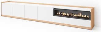 Skraut Home Mueble tv efecto madera blanco roble 310x37x50cm chimenea efecto fuego