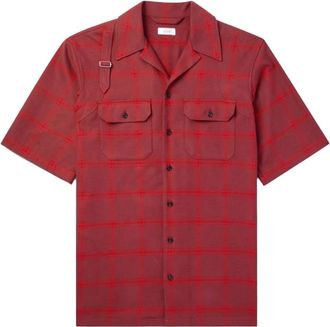 Alexander McQueen Short Sleeve Shirts, male, Red, XL, Hawaiian Harness Shirt in Burgundy