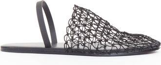 The Row Macrame Net fabric mesh slingback flat shoes