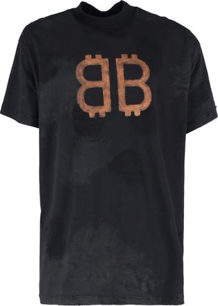 Balenciaga Balenciaga Crypto Overmaat T-shirt in Zwart Katoen