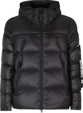 Outhere Black High-Collar Ripstop Hooded Down Jacket