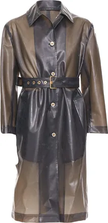 Versace 2019 black transparent latex pvc crystal single breasted coat EU38EU38