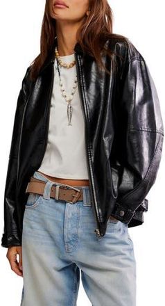 Free People Sloan Faux Leather Jacket in Black at Nordstrom Rack, Size Medium