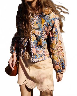Farm Rio Sea Garden Scarf Jacket In Soft Pink