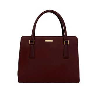 Burberry Red Color Leather Handbag Tote Bag (Pre-Owned)