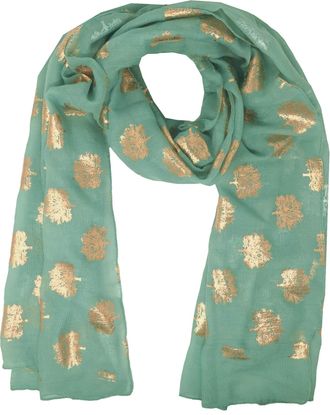World of Shawls Silver Foil Mulberry Tree Print Fashion Scarf (Sage With Gold Foil Mulberry Tree)