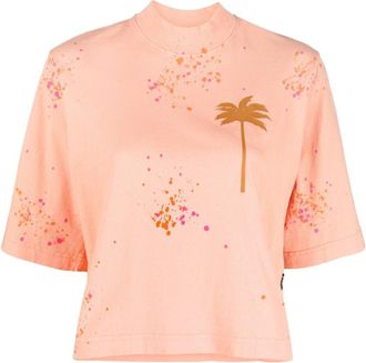 Palm Angels PXP Palm Tree-print cropped T-shirt - women - Cotton - S - Orange