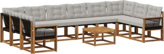 vidaXL Conjunto De Sof&aacute;s De Exterior 11 Uds. Natural Y Gris Claro Vidaxl
