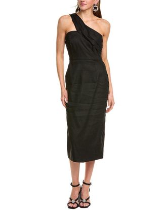 Milly Solid Linen-Blend Midi Dress