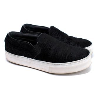Celine Black Pony Hair Slip On Sneakers Size 39