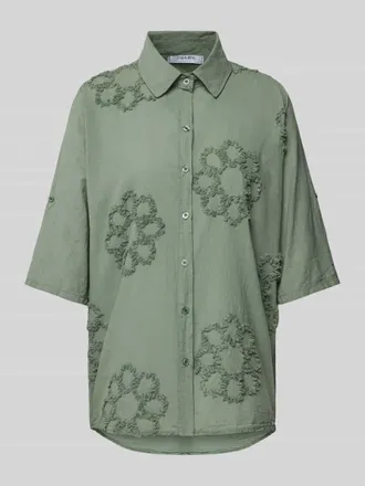 Zabaione Hemdbluse mit Motiv-Stitching Modell Mi44ra in Khaki, Größe L