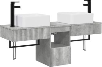 vidaXL Juego De Muebles De Ba&ntilde;o 3 Uds. Gris Hormig&oacute;n 53 X 35 X 39 Cm Vidaxl