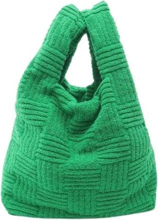 Bottega Veneta Pre-owned Katoenen Tote Bag - Dames - Vintage Shopper - Groen - ONE Size - Katoen - Vintage