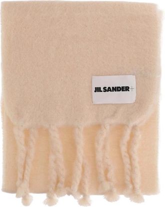 Jil Sander Wollen Sjaal met Franjes - Dames - Wintersjaals - Roze - ONE Size - Wol - Accessoires