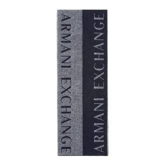 A|X Armani Exchange Accessoires, Heren, Grijs, ONE Size, Wol, Sjaal met logo in twee tinten