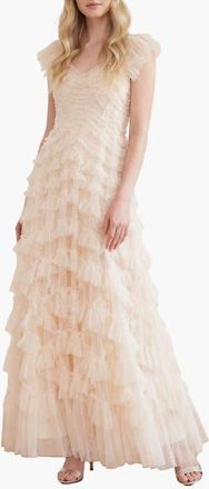 Needle & Thread Lola Backless Ballerina Dress in Cream at Nordstrom, Size 16