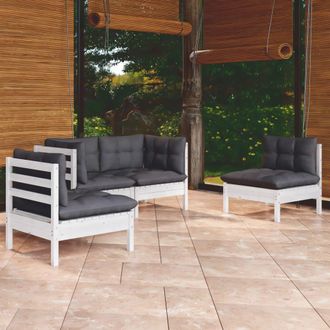 vidaXL Juego De Muebles De Jard&iacute;n 4 Pzas Y Cojines Madera Maciza Pino Vidaxl