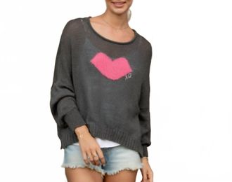 Wooden Ships Womens Bisous Kiss Sweater In Charcoal