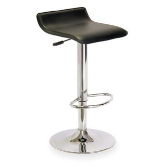 Winsome Single Airlift Swivel Stool with Black Faux Leather Seat