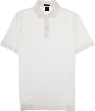 HUGO BOSS White Solid Shirt Collar Polo